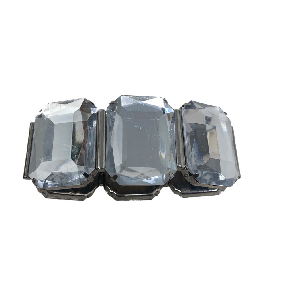 Crystal Chunky Stretch Bracelet Clear Formal Costume Fashion Jewelry - Picture 6 of 7
